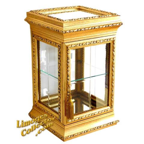 Italian Gold Square Display Curio Vitrine Cabinet
