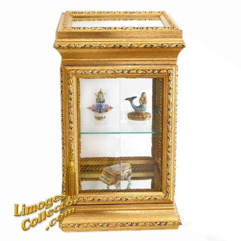 Behoefte aan wiel mozaïek Italian Gold Square Display Curio Vitrine Cabinet | LimogesCollector.com