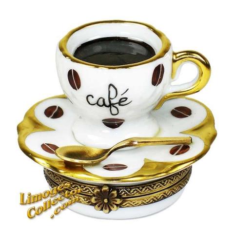 Coffee Cup & Saucer Limoges Box by Beauchamp Limoges
