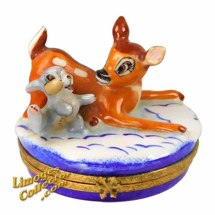 Bambi & Thumper Playing on Ice Disney Limoges Box by Artoria