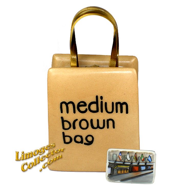Bloomingdales Medium Brown Bag Limoges Box (Retired
