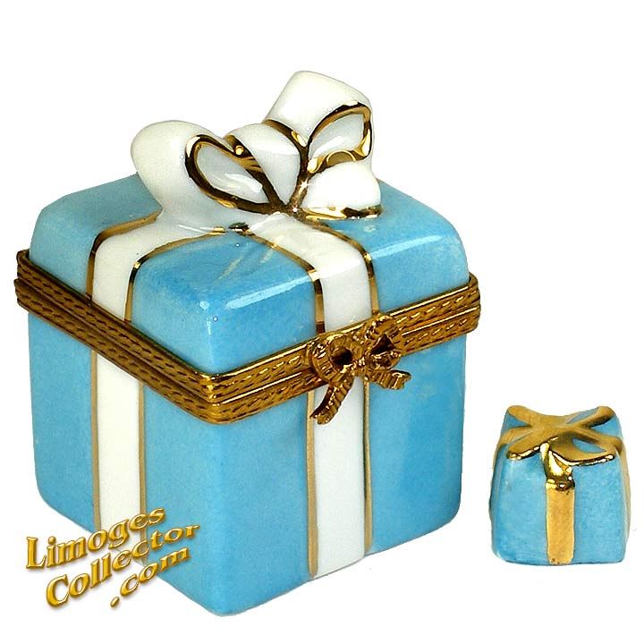 ティファニー Tiffany 小物入れ LIMOGES Limoges Box Tiffany-Inspired Turquoise & White French Porcelain