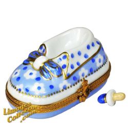 Baby Boy Floral Bootie with Baby Pacifier Limoges Box (Beauchamp)