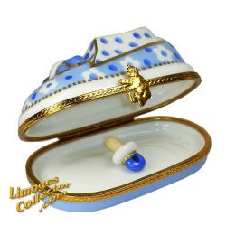 Baby Boy Floral Bootie with Baby Pacifier Limoges Box (Beauchamp)