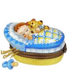 Baby Boy in Bassinet Limoges Box (Beauchamp)