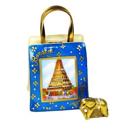 Bangkok Thailand Travel Bag Limoges Box with Elephant, a Beauchamp Exclusive | Authentic Hand-Painted French Porcelain Trinket Box Gift