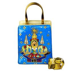 Bangkok Thailand Travel Bag Limoges Box with Elephant, a Beauchamp Exclusive | Authentic Hand-Painted French Porcelain Trinket Box Gift