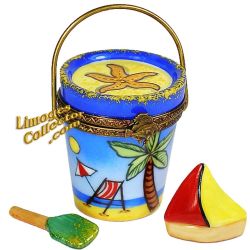 Beach Bucket with Boat & Shovel Limoges Box