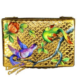 Birds & Flowers on Scalloped 24K Gold Large Limoges Box (Beauchamp)