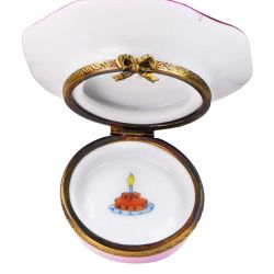 Birthday Cake with Celebration Designs & Candle Limoges Box, birthday Cake Trinket Box, Birthday Gift for Her