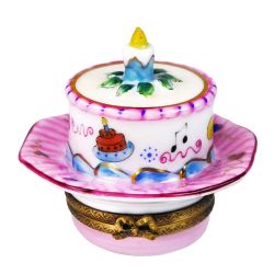 Birthday Cake with Celebration Designs & Candle Limoges Box (Rochard)