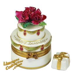 2-Layer Birthday Cake with Roses Limoges Box (Beauchamp)