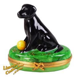 Black Labrador with Ball Limoges Box (Beauchamp)