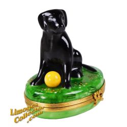 Black Labrador with Ball Limoges Box (Beauchamp)