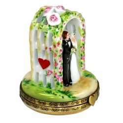 Bride & Groom Wedding Arbor Limoges Box | 100% Authentic French Porcelain Gift Imported from Limoges, France