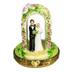 Bride & Groom Wedding Arbor Limoges Box | 100% Authentic French Porcelain Gift Imported from Limoges, France