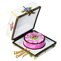 Decorated Cake in Pastry Box Limoges Porcelain Box Figurine