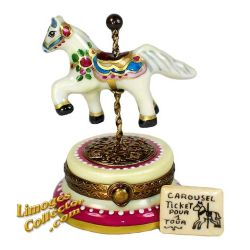 Carousel Horse on Stand w/ Ticket Limoges Box (Beauchamp)