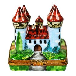 Fortified Medieval Castle Limoges Box by Beauchamp, Authentic Hand-Painted French Porcelain Limoges Boxes France Collectible Gift