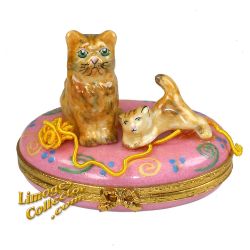 Cat & Kitten Unraveling Yarn Limoges Box (Beauchamp)