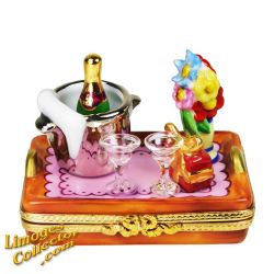 Romantic Champagne, Flowers & Gift Tray Limoges Box (Beauchamp)