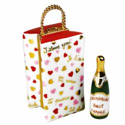 I Love You Champagne with Gift Bag Limoges Box (Beauchamp)