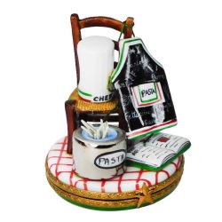 Chef Apron & Hat on Chair Limoges Box with Pasta & Cookbook