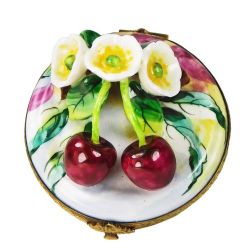 Cherries with Cherry Blossoms in a Basket Limoges Box (Retired)