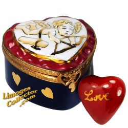 Cherub Heart with Red Heart Token Limoges Box (Beauchamp)
