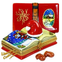 Christmas Illustrated Storybook with Santa Hat & Gloves Limoges Box (Beauchamp)
