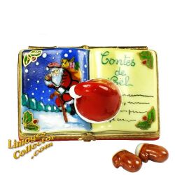 Christmas Illustrated Storybook with Santa Hat & Gloves Limoges Box (Beauchamp)