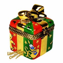Christmas Present with 24K Gold Bow Limoges Box (Beauchamp)