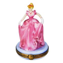 Cinderella in Pink Ball Gown Limoges Box by Rochard | Authentic Hand-Painted French Porcelain Collectible | Perfect Gift for Women and Girls