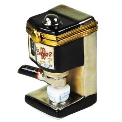 Gourmet Espresso Coffee Maker Limoges Box | Authentic Hand-Painted Porcelain Collectible
