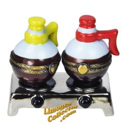 Duo Regular and Decaf Coffee Pots on Warmer Limoges Box