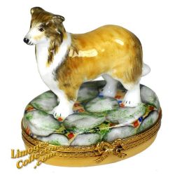 Brown Collie Sheepdog Limoges Box (Beauchamp)