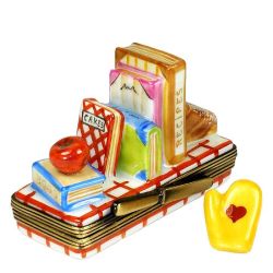 Cookbook Collection Limoges Box with Oven Mitt Cooking & Baking Collection Porcelain Limoges Trinket Box