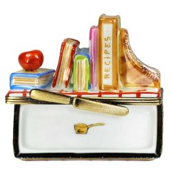 Cookbook Collection Limoges Box with Oven Mitt Cooking & Baking Collection Porcelain Limoges Trinket Box