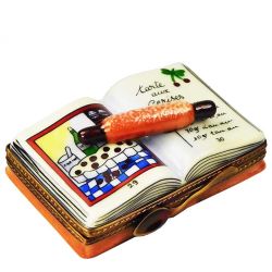 Cookbook with Rolling Pin Limoges Box, Authentic Retired Hand-Painted French Porcelain Limoges Boxes France Trinket Box