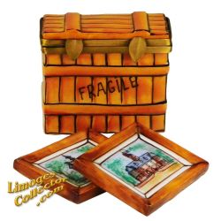 Fine Arts Painting Crate with 2 Paintings Limoges Box (Chamart)