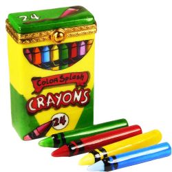 Color Splash Box of Crayon with 4 Crayons Limoges Box, a Beauchamp Exclusive, 100% Authentic French Porcelain Collectible and Gift