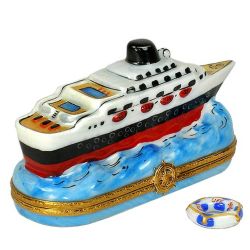 Limoges Box Luxury Cruise Ship Yacht by Artoria | 100% Authentic Porcelain Limoges Boxes France Collectible & Vacation Gift Trinket Box
