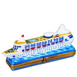 Luxury Ocean Liner Cruise Ship Limoges Box by Beauchamp, 100% Authentic French Porcelain Vacation Keepsake Trinket Box