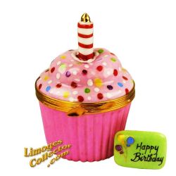 Birthday Cupcake with Greeting Card Limoges Box (Beauchamp)