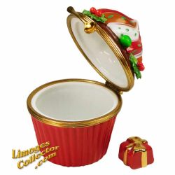 Christmas Cupcake with Holly Leaves & Candies Limoges Box (Beauchamp)