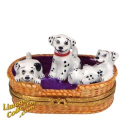 Dalmatian Puppies in Basket Disney Retired Limoges Box by Artoria | LimogesCollector.com