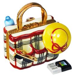 Designer Beach Bag with All Essentials Limoges Box, Authentic Hand-Painted French Porcelain from Limoges, France | Beach & Vacation Collectible Gift