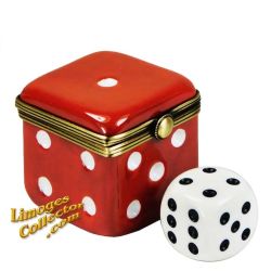 Lucky Red Dice with Playing Dice Limoges Box (Beauchamp) 