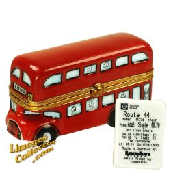 London Double-Decker Bus w/ Ticket Limoges Box (Beauchamp)