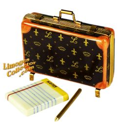 Designer Briefcase, Notepad & Pencil Limoges Box (Beauchamp)
